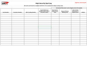 CTPAT High Security Seal Log