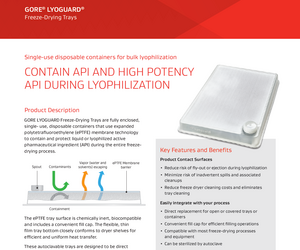 Data sheet for GORE LYOGUARD Freeze-Drying Trays