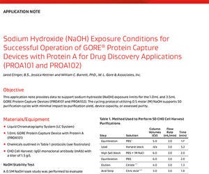 Application Note: Sodium Hydroxide (NaOH) Exposure Conditions for Successful Operation of GORE<sup>®</sup> Protein Capture Devices with Protein A for Drug Discovery Applications