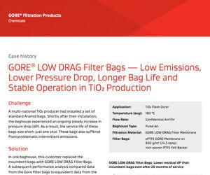 Image of case study GORE® LOW DRAG Filter Bags — Low Emissions, Lower Pressure Drop, Longer Bag Life and Stable Operation in TiO₂ Production