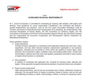 Gore Guidelines on Social Responsibility
