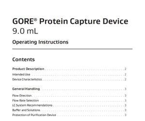 Document image: GORE Protein Capture Device for Early Clinical Applications, 9.0mL (PROA103) - Operating Instructions