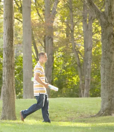 associate walking outside a gore plant