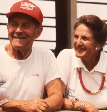 Legacy image of Bill and Vieve Gore speaking with someone in the foreground