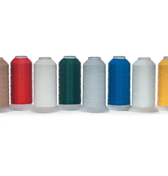 Horizontally lined Tenara Thread spools.