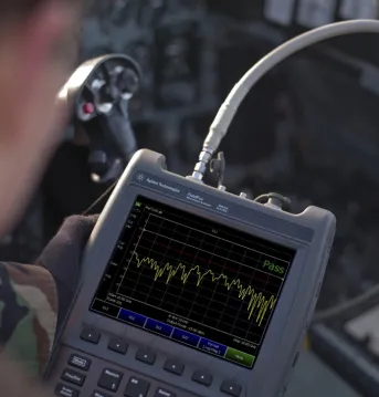 GORE PHASEFLEX Test Assemblies connected to Fieldfox analyzer