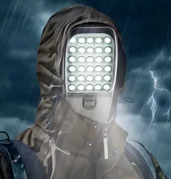 Stylistic imagery of a hooded light under a storm.