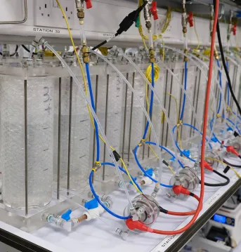 Proton Exchange Membrane electrolyzer test cell courtesy of ITM Power.