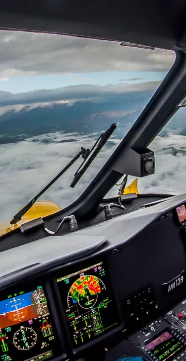 AW139 helicopter cockpit in flight