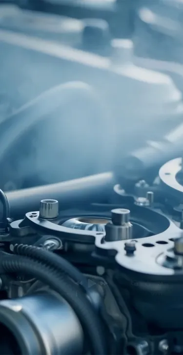 Close up view of a car engine