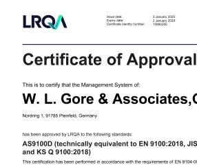 first page of as9100 certificate
