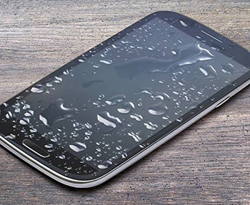 Cell phone with water droplets