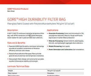 Data Sheet Fiberglass Fabric Ptfe Coated Gore Filter Bag 746 G M2 22 Oz Yd2 Gore