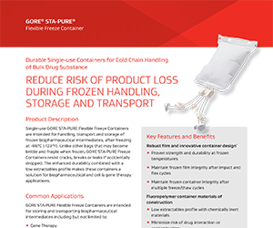 Thumbnail image of data sheet document for GORE® STA-PURE® Flexible Freeze Container